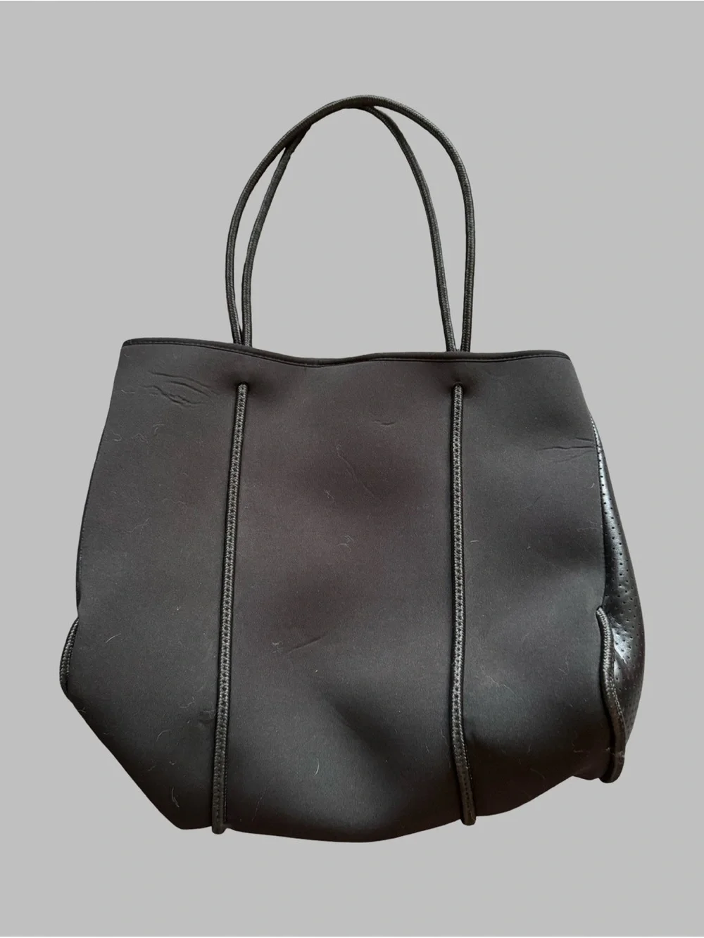 HAUTE SHORE Black Tote Bag with Camo Lining